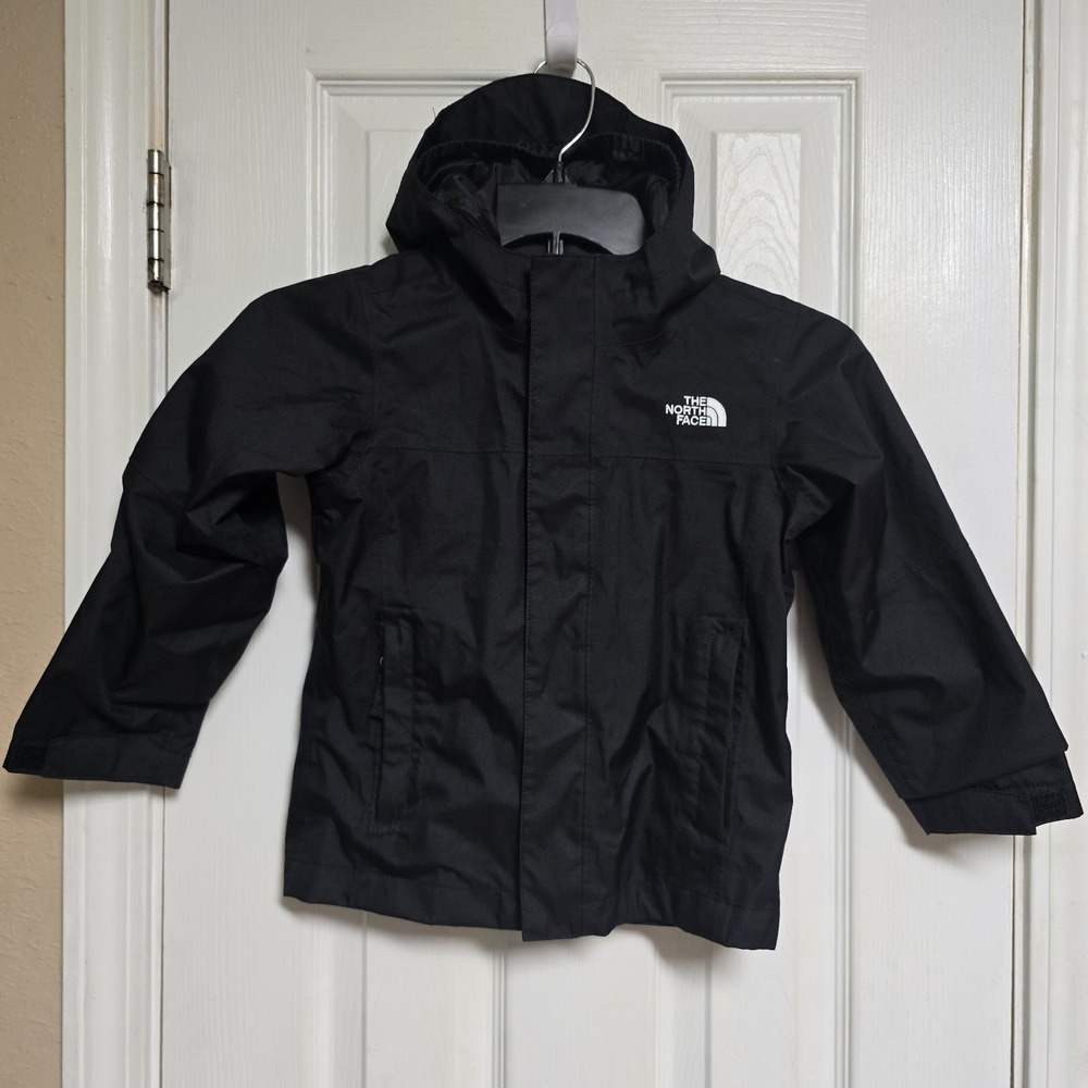 The North Face Toddler 4T Black Rain Jacket Hooded Waterproof Shell Kids TNF
